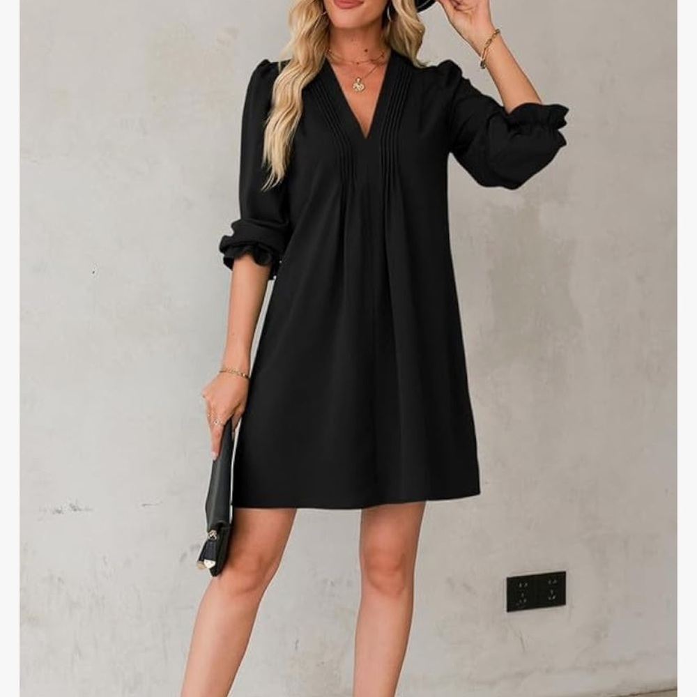 NWT Dokotoo Casual A-Line Ruffle Sleeve V Neck Mini Flowy Loose Dress